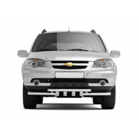 Защита переднего бампера двойная с зубьями диаметром 63/63 мм (НПС) Chevrolet NIVA с 2009
