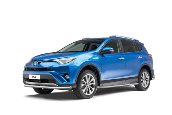 Защита порогов с алюминиевой площадкой (НПС) Toyota RAV4 с 2013-2018