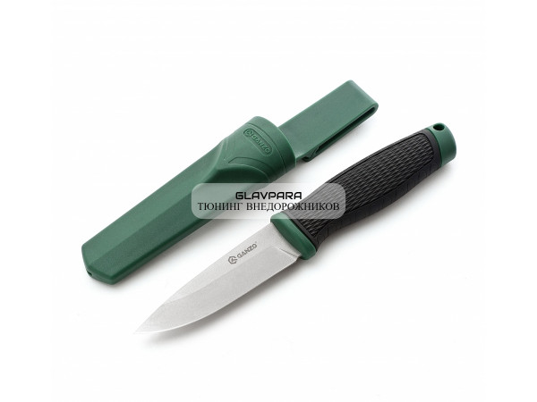 Нож GANZO G806, длина клинка 98 мм, черный c зеленым