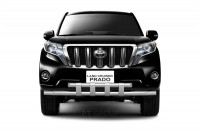 Защита переднего бампера двойная с пластинами 63/63мм (НПС) Toyota LAND CRUISER PRADO 150 2013-2016