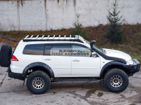 Багажник экспедиционный STC Mitsubishi Pajero Sport 2008-2015 ШТОРКА дальний и рабочий свет